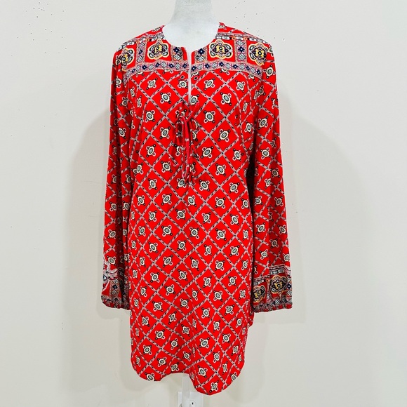 Nanette Lepore Other - Nanette Lepore Swim Cover-Up Red Patterned Tunic Size L